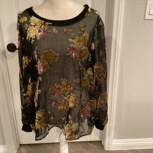 A New Day Floral Blouse, Size XXL, Multi Colored